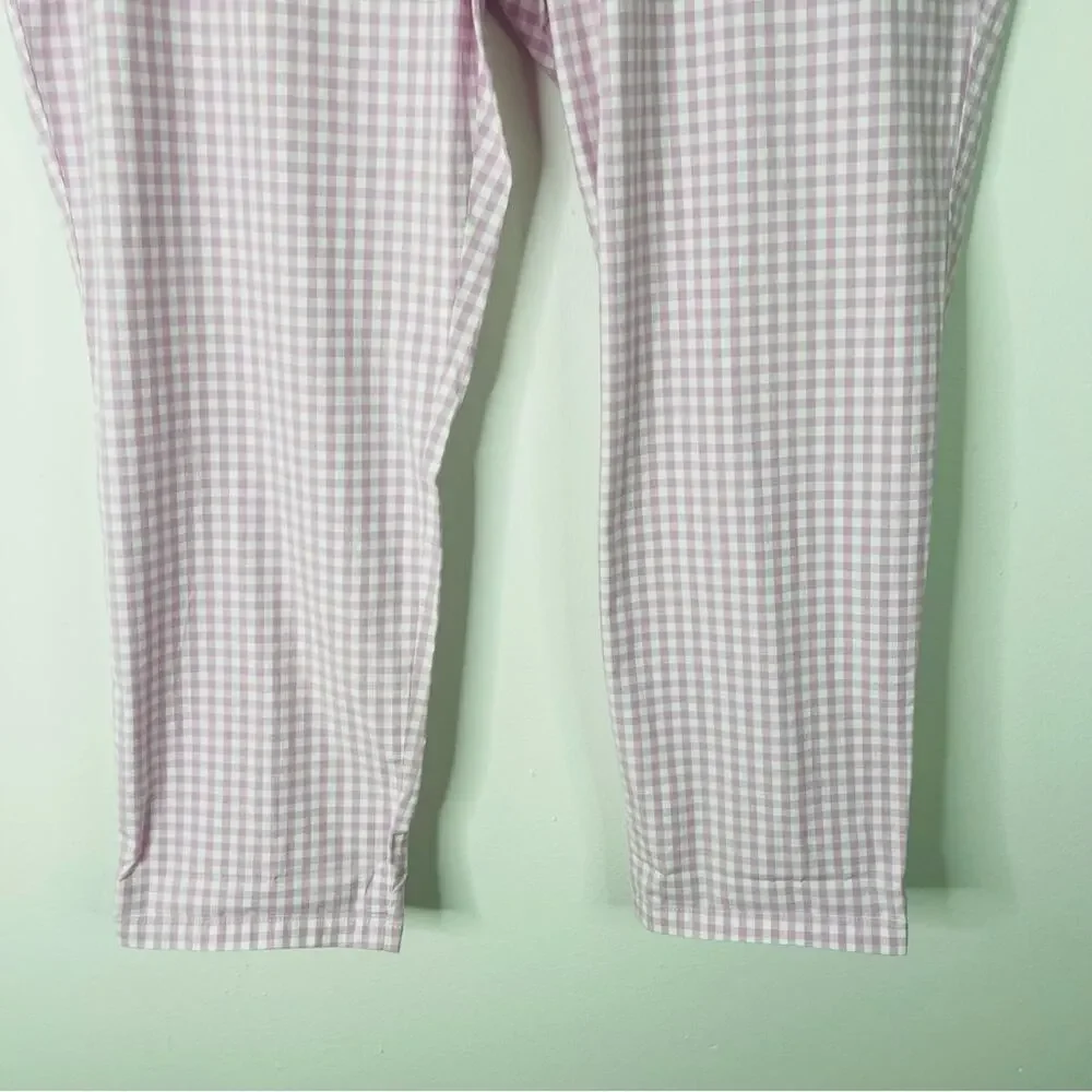 NWT Talbots purple white check gingham relaxed chino cottagecore pants 22W